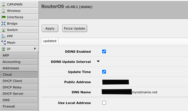 Einstellung im Web-Admin-Interface